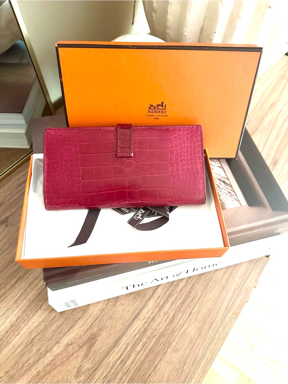 Hermes Pink Crocodile Leather Rodeo Wallet - Picture 3 of 4
